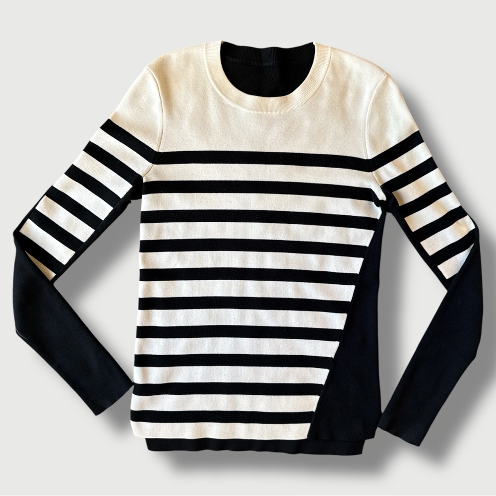 Rag & Bone Cecilee Black/Ivory Merino Wool Blend Pullover Sweater Size XS - Picture 2 of 11